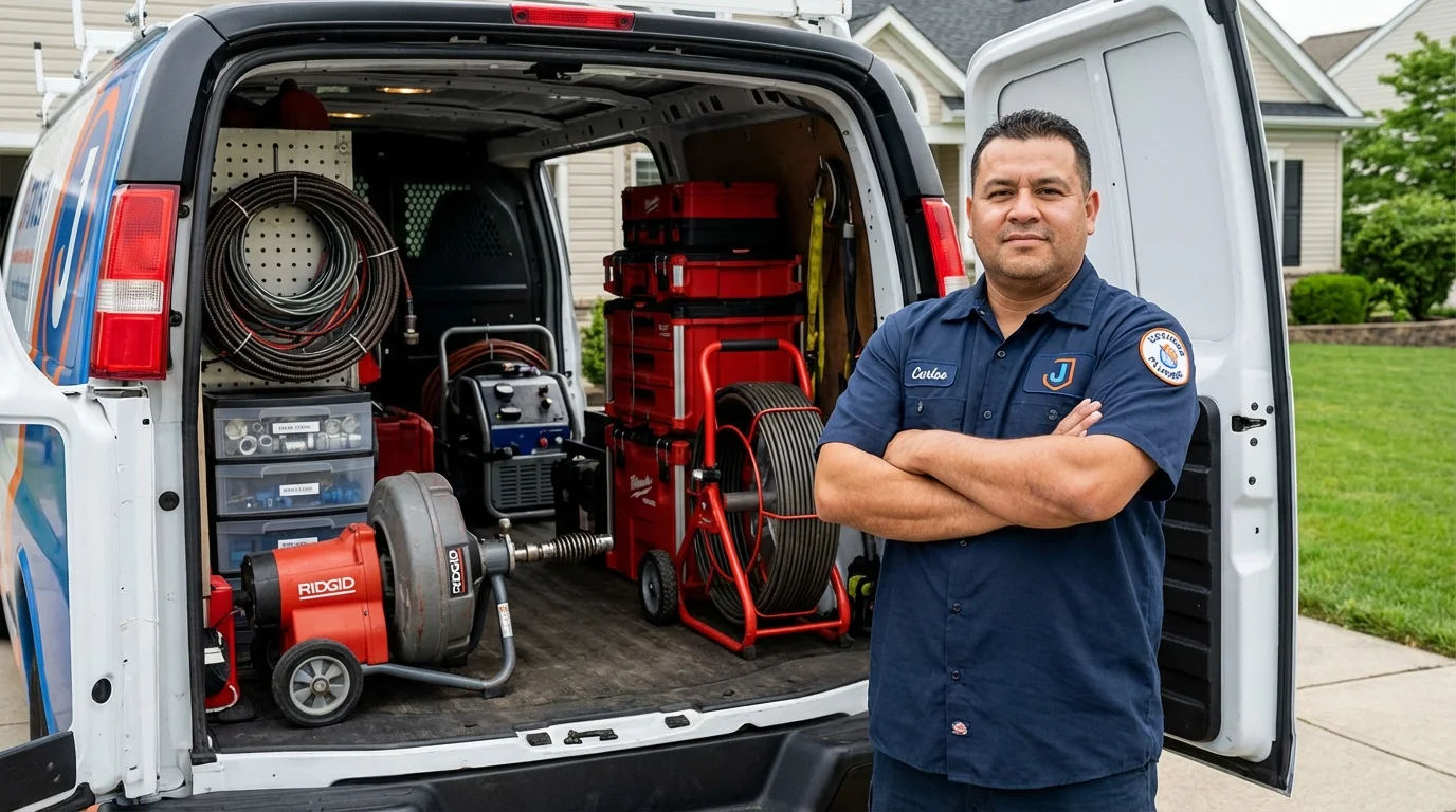 Professional drain cleaning equipment and Johns Plumbing LLC plumber in Nocona
